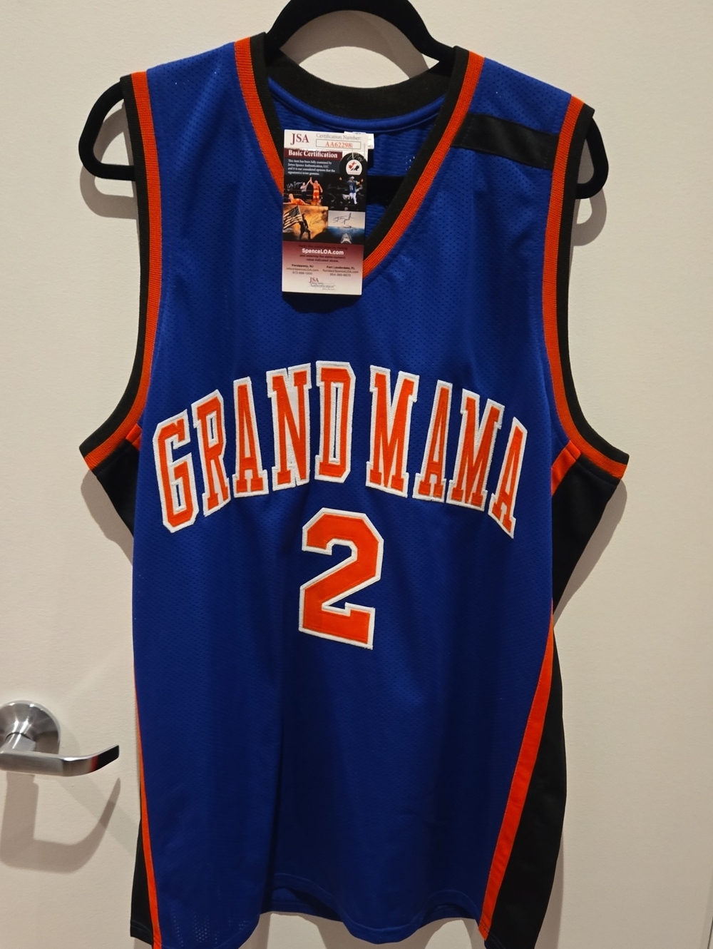 NY KNICKS Larry Johnson,Grand Mama #2 Blue Basketball Jersey - Authenticated Tag